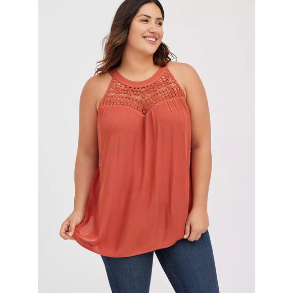 Boho Beauty: Torrid Crochet Halter Tank – Burnt Orange – Size 5X - Picture 7 of 11